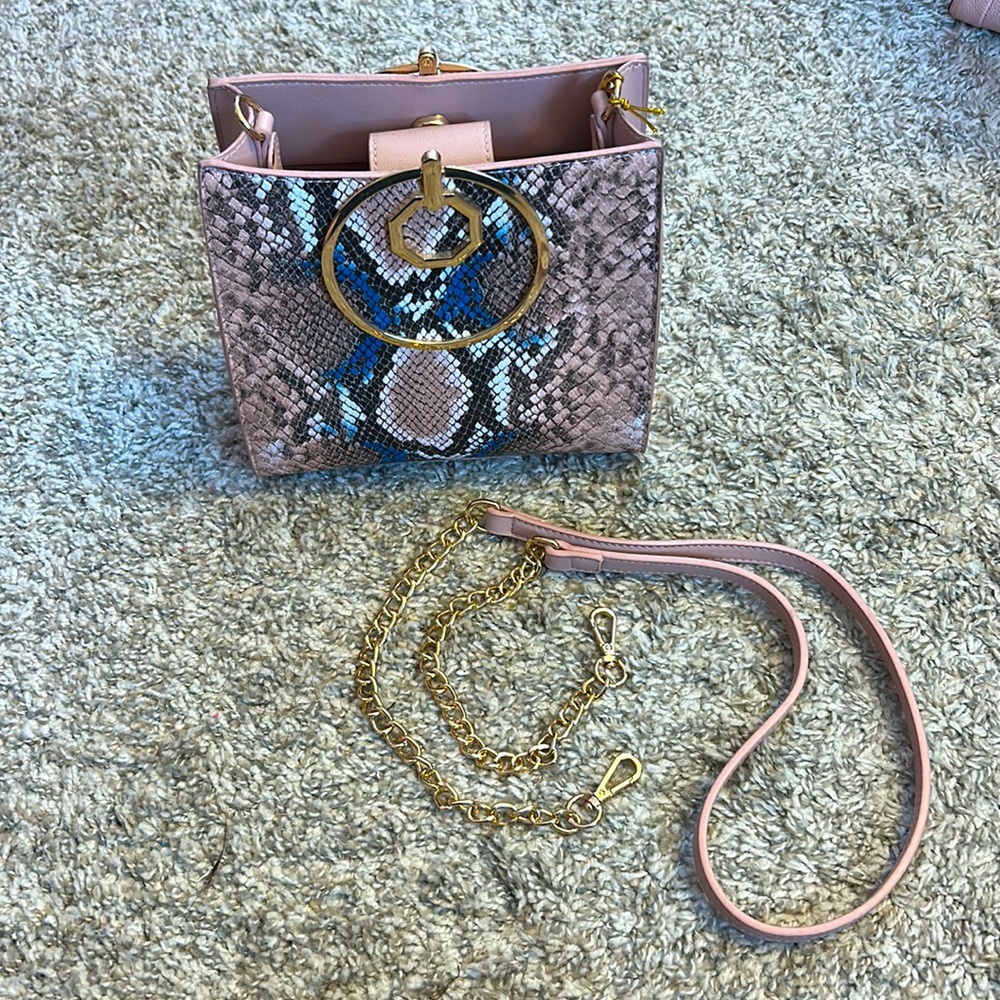 Pink snake skin bag